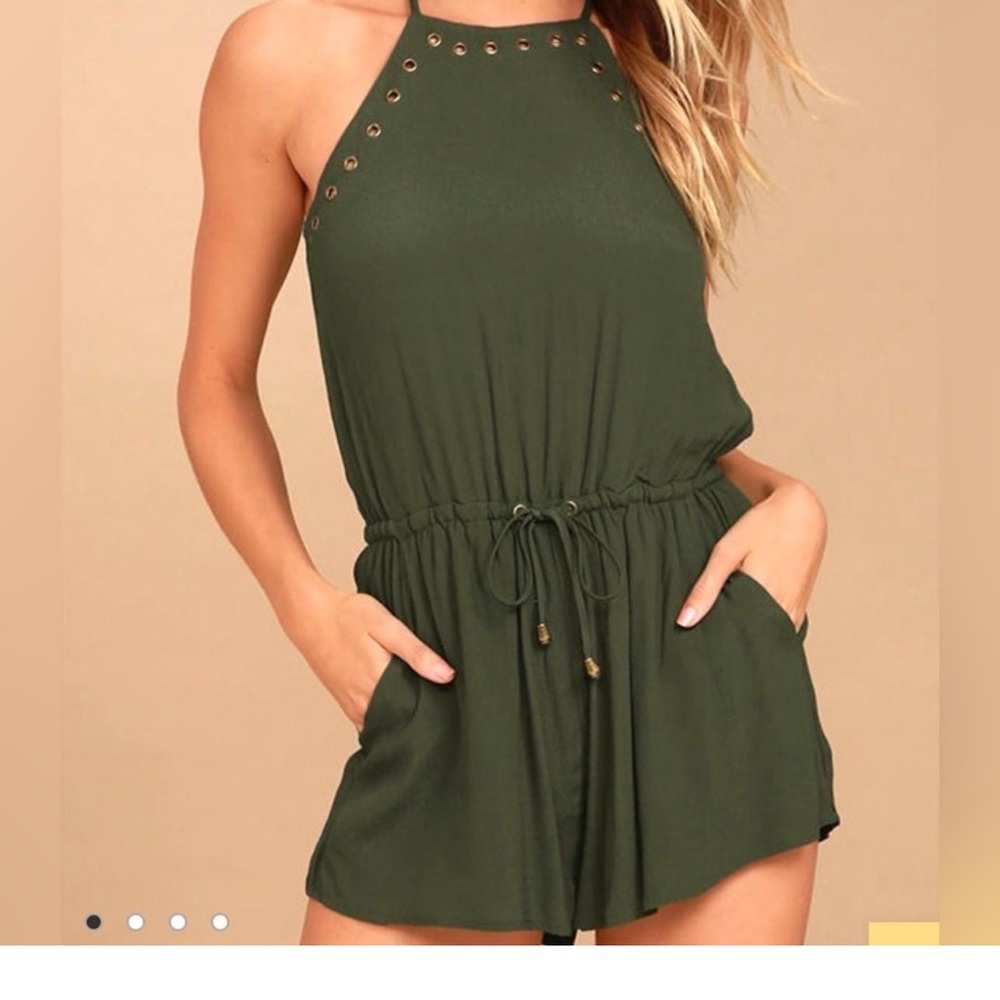 LuLus romper - army green with gold accents